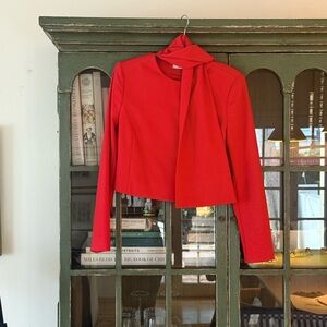 Alice & Olivia red scarf evening jacket size US 8